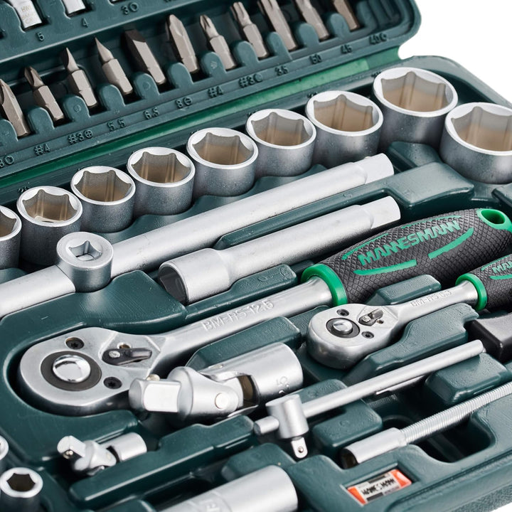 Brüder Mannesmann M98410 Steckschlüsselsatz, 94-tlg & M10997 Zangensatz, 4-tlg Bundle mit Zangensatz