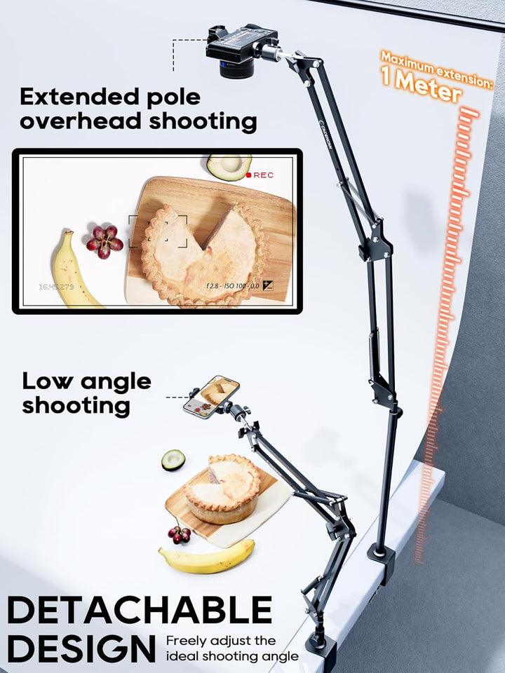 Overhead Kamera Stativ [40 cm erhöhen]-Professioneller Kamera Ständer Flexibel Gelenkarm Tisch Halte