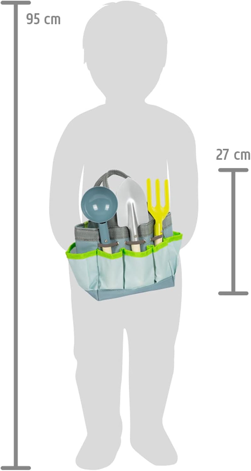 small foot Gartentasche mit Gartenwerkzeug aus Holz und Metall, Gartenspielzeug für Kinder ab 3 Jahr