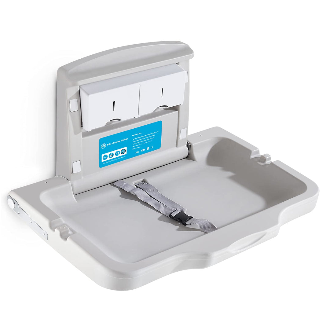 Wickeltisch, Horizontale Wickelkommode Mit Schild, Wandmontierte Wickelkommode Mit Sicherheitsgurt,