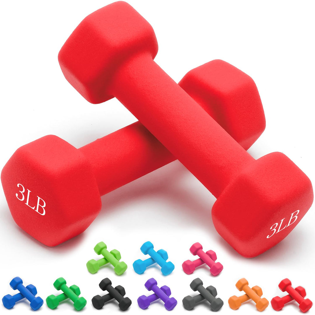 Portzon Gewichte Hanteln, 10 Farben, kompatibel mit 2 Neopren-Hanteln, 0,5–6,8 kg, rutschfest, rolls
