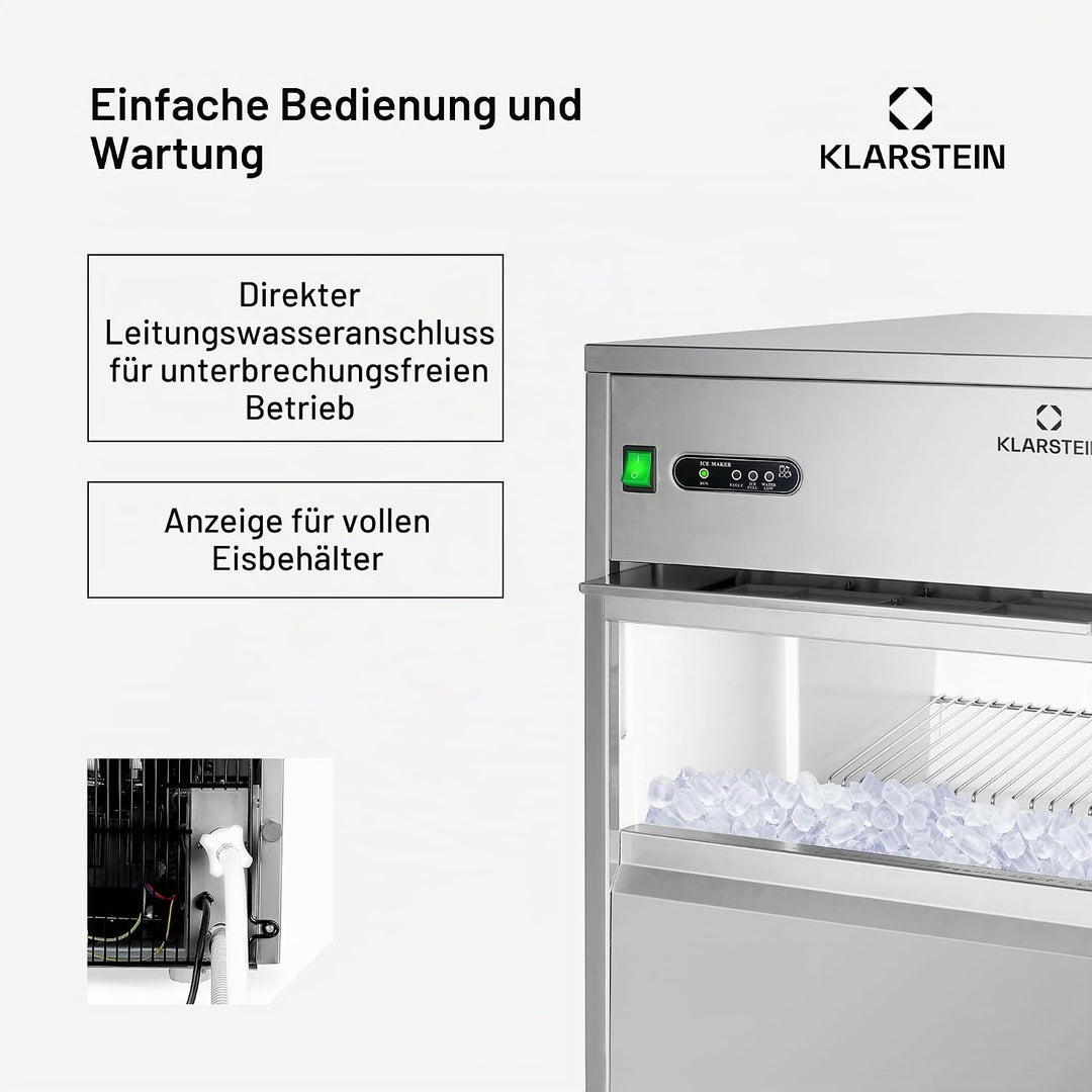 Klarstein Powericer XXL - Profi Eiswürfelmaschine, Eiswürfelbereiter, Ice Maker, 25 kg / 24 h,160 W,