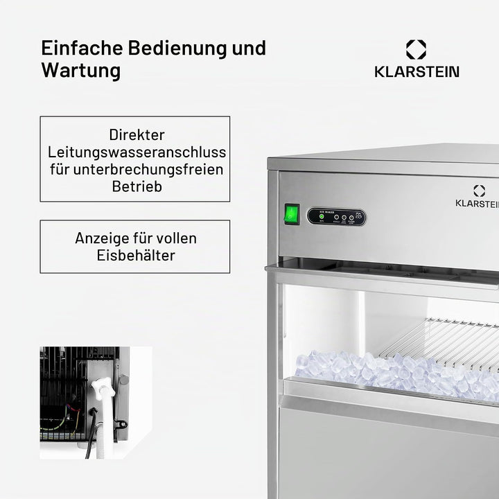 Klarstein Powericer XXL - Profi Eiswürfelmaschine, Eiswürfelbereiter, Ice Maker, 25 kg / 24 h,160 W,