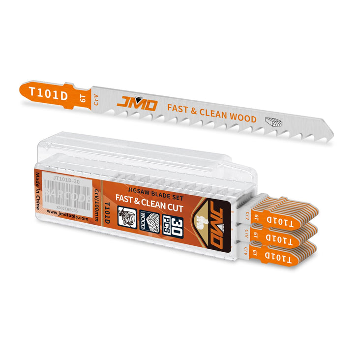 JMD 30 x T101D Holz Stichsägeblätter Set 100mm 6TPI Sägeblätter Stichsäge für Holz und Kunststoffsch