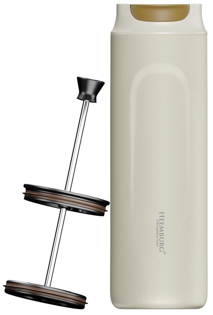 French Press To Go 430 ml Edelstahl doppelwandig isoliert | auslaufsichere Reise Kaffeepresse | Ther