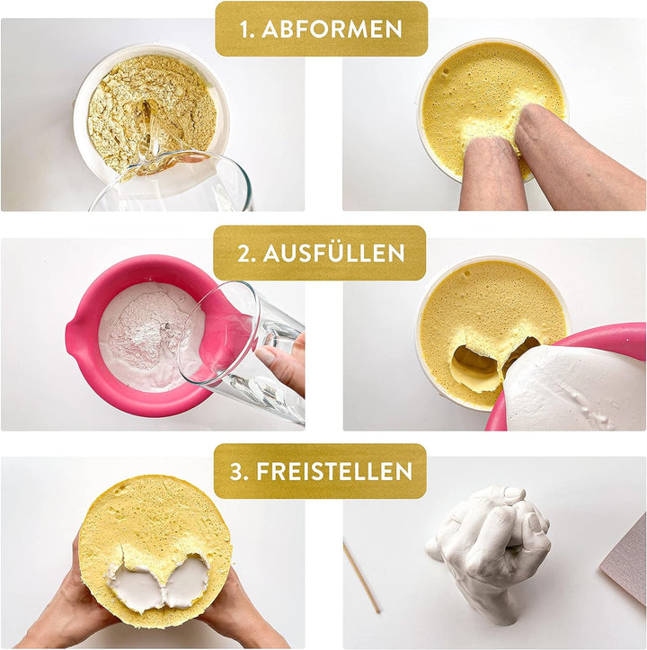 EasyCrafts Handabdruck Set für Paare - DIY Handabdruck-Set - 3D Hände-Gipsabdruck für Paare - kreati