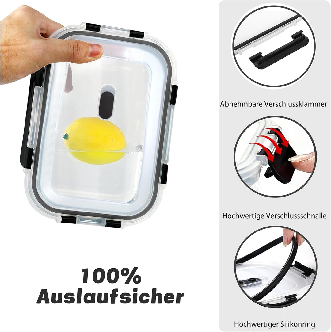 ERUIV Frischhaltedosen Glas Mit Deckel 6er 1040ml+6er 370ml Vorratsdosen Glas, Transparentes Glasdos