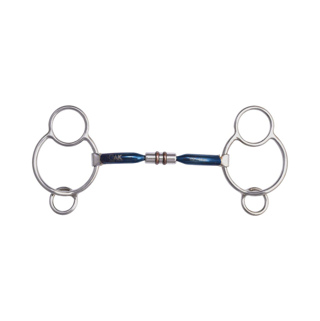AK Universal Loose Ring Rotary Double Copper Roller Trensen-Reitgebiss Sweet Iron AKRS-2637 (Blau-Si