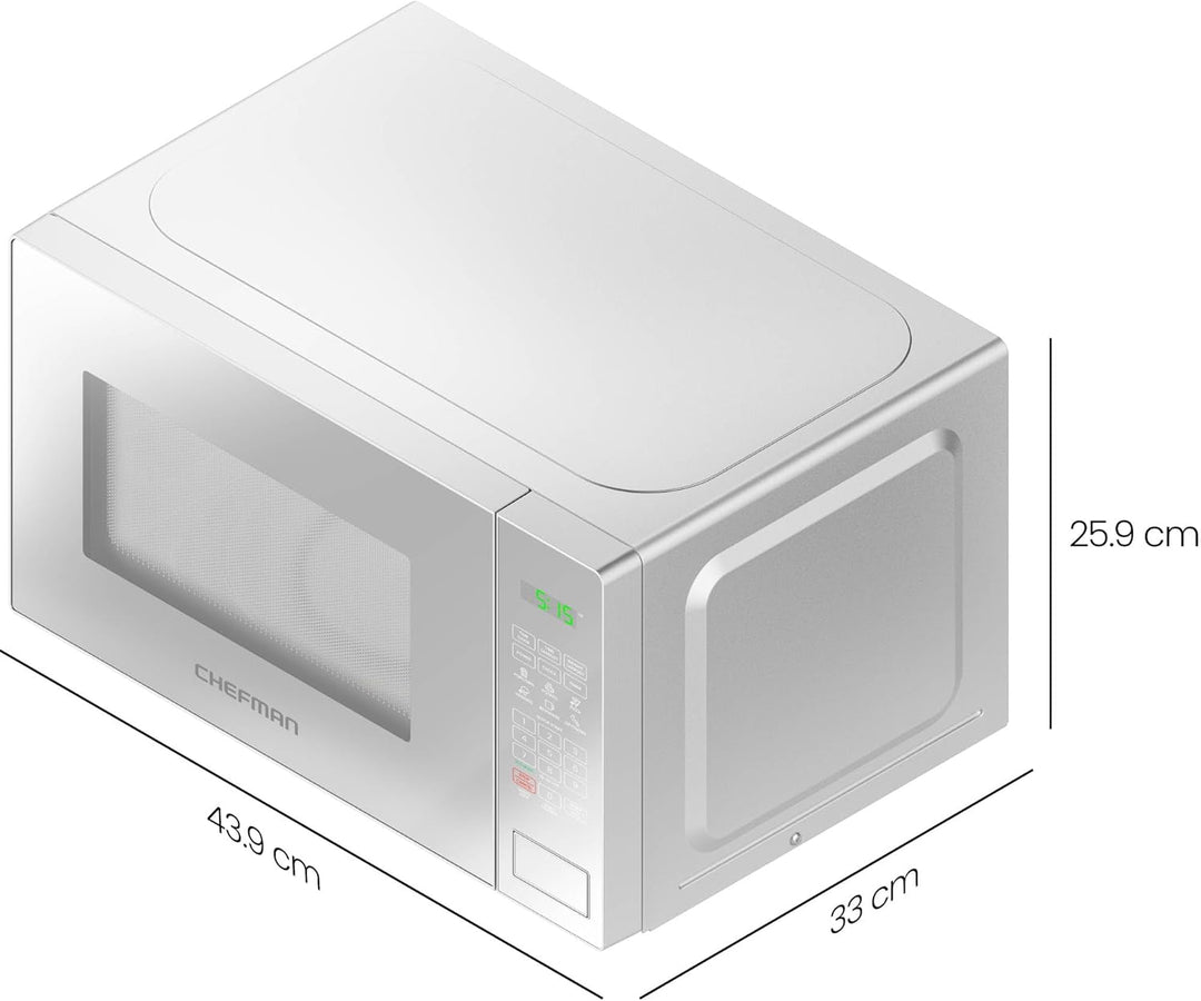 Chefman Mikrowelle 20L 800W 6 Voreinstellungen 10 Leistungsstufen Digitalanzeige Eco-Modus Memory-Fu
