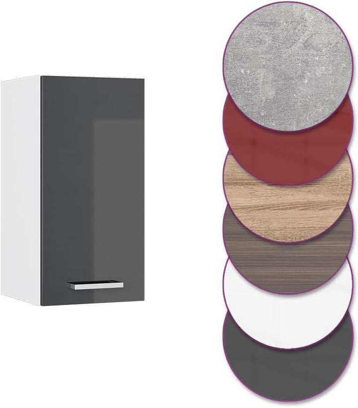 Vicco Hängeschrank R-Line, Anthrazit Hochglanz/Weiss, 30 cm Anthrazit Hochglanz Hängeschrank 30cm, A