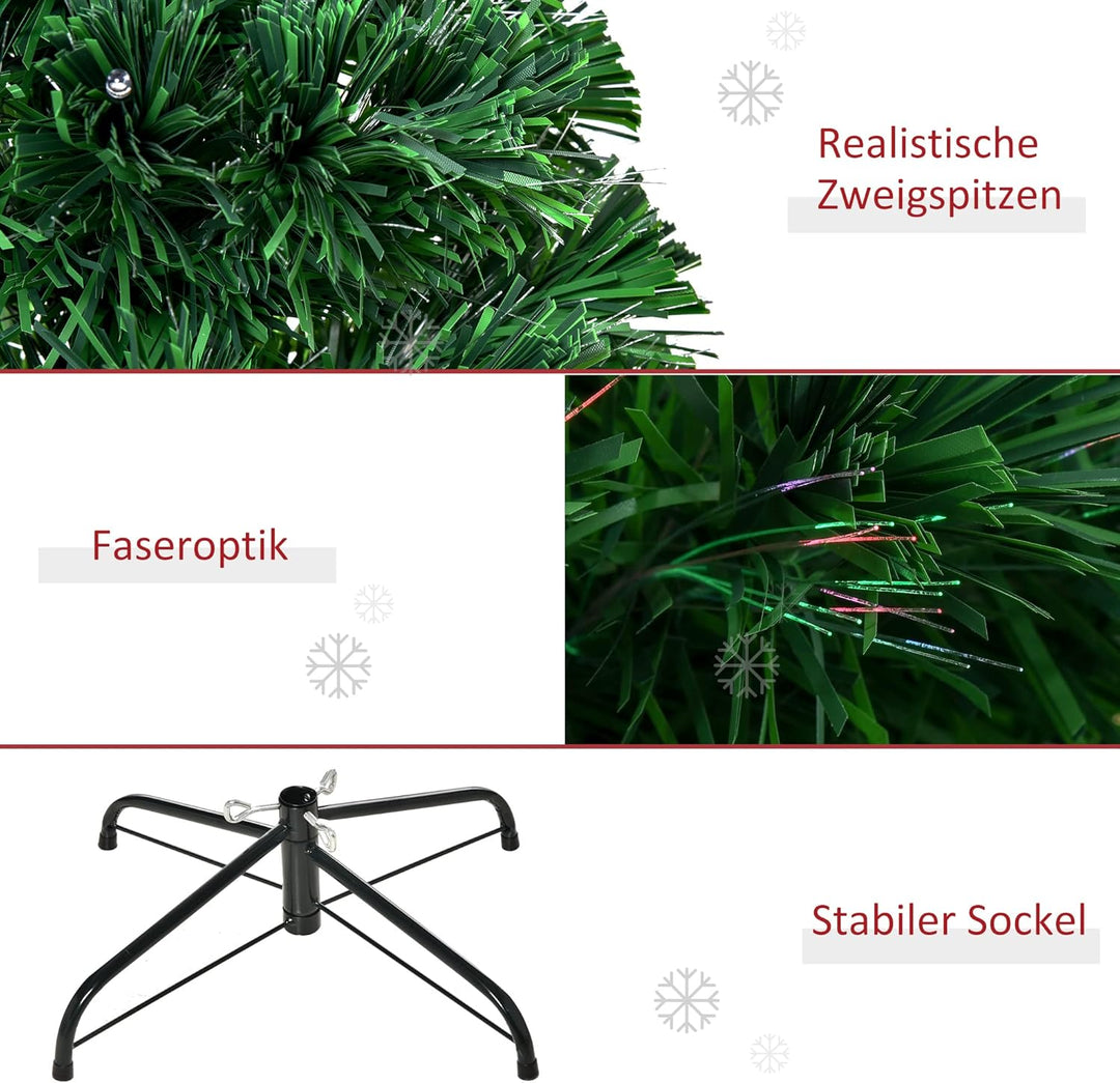 HOMCOM Künstlicher Weihnachtsbaum 150 cm mit Glasfaser künstlich Tannenbaum mit LED Beleuchtung, 180