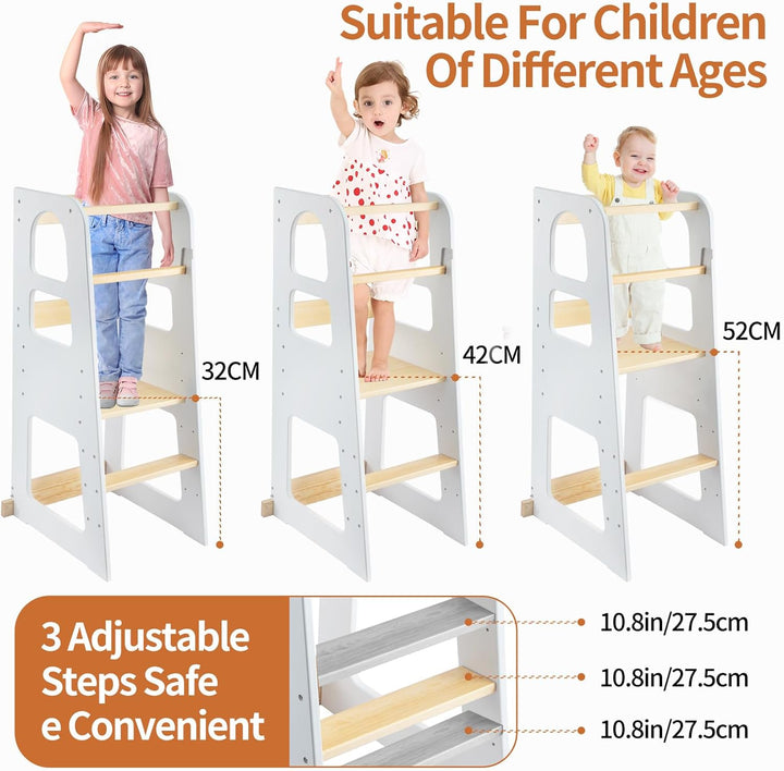 Lernturm Ab 1 Jahr Learning Tower In DREI Gängen Verstellbar Hölzerner Lernturm Kinder Für Die Küche