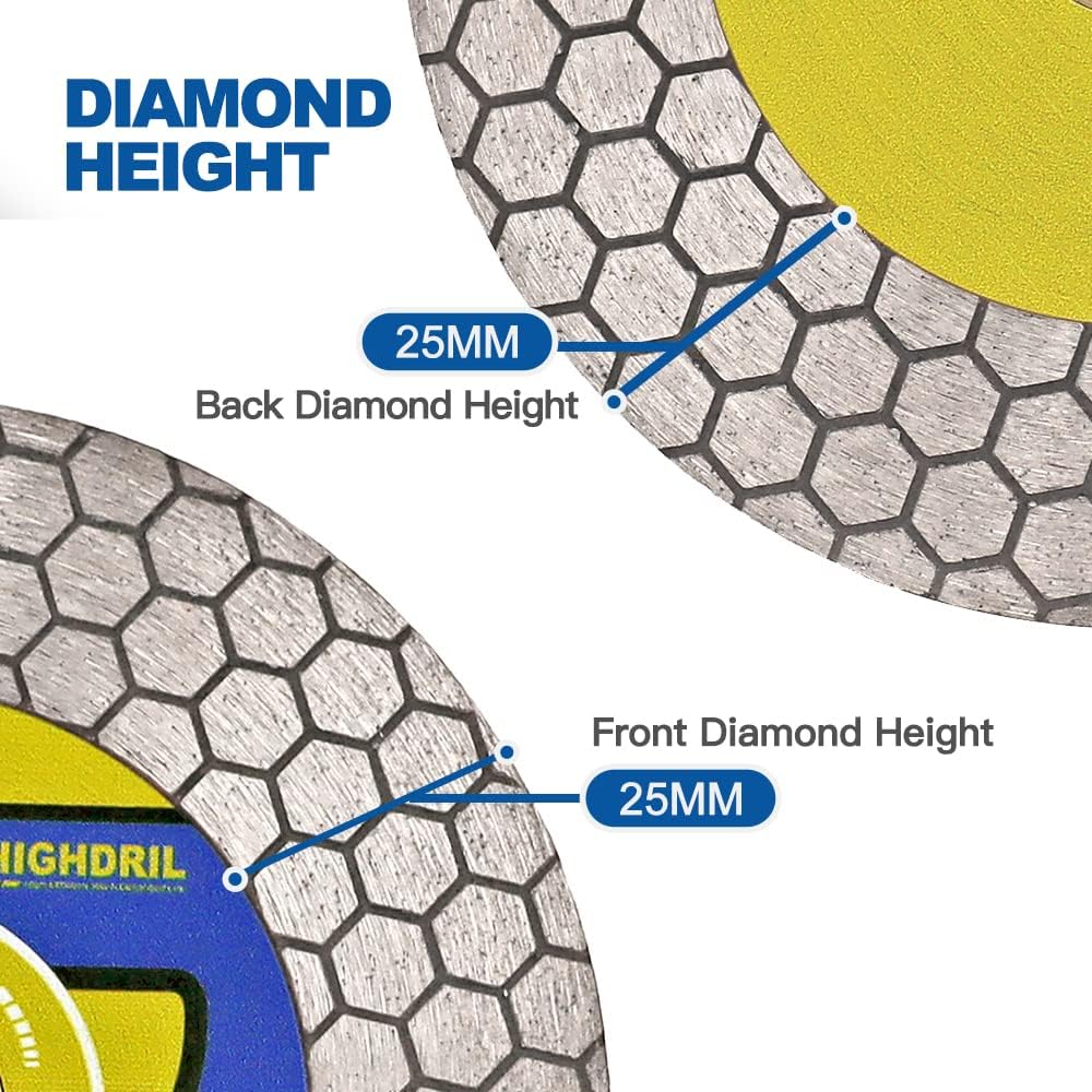HIGHDRIL Diamant-Fliesensägeblatt – 125 mm Trenn- und Schleifscheibe für Porzellanfliesen, Granit, M