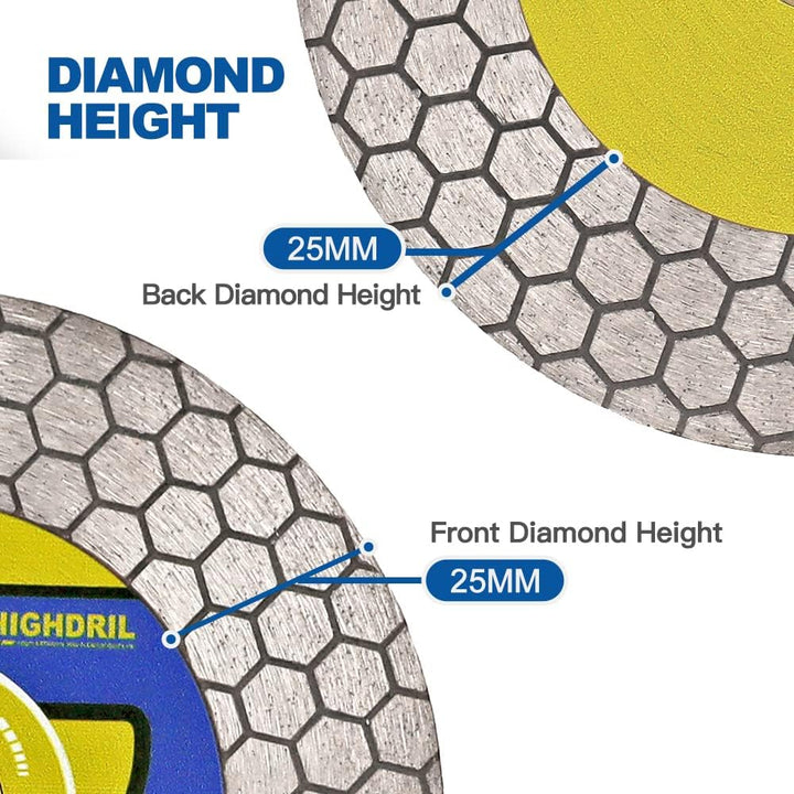 HIGHDRIL Diamant-Fliesensägeblatt – 125 mm Trenn- und Schleifscheibe für Porzellanfliesen, Granit, M