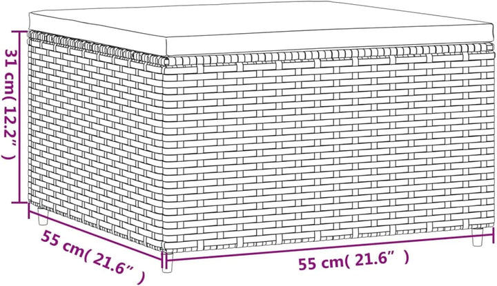 Tidyard Gartenhocker Rattan, Rattanhocker, Hocker mit Kissen, Sitzhocker, Gartenmöbel Fusshocker für