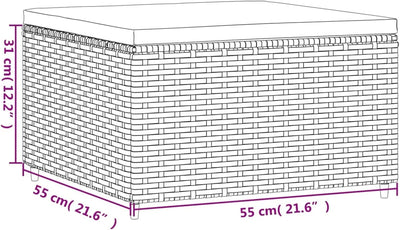 Tidyard Gartenhocker Rattan, Rattanhocker, Hocker mit Kissen, Sitzhocker, Gartenmöbel Fusshocker für