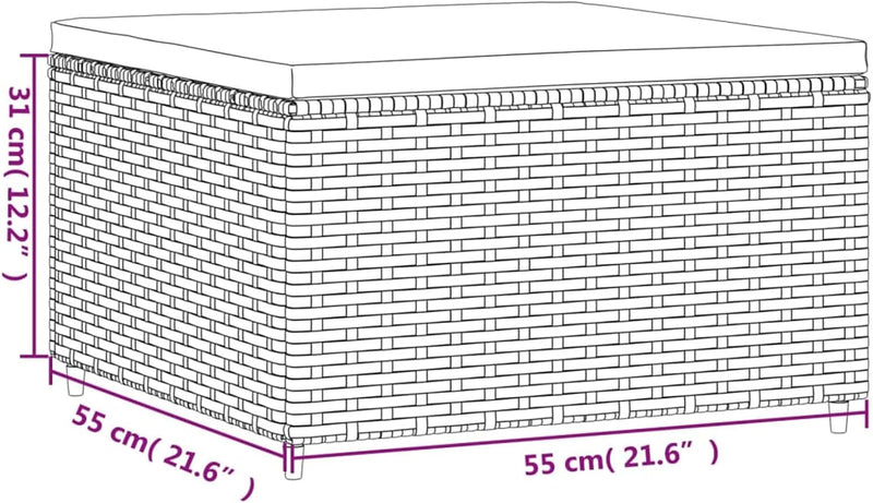 Tidyard Gartenhocker Rattan, Rattanhocker, Hocker mit Kissen, Sitzhocker, Gartenmöbel Fusshocker für