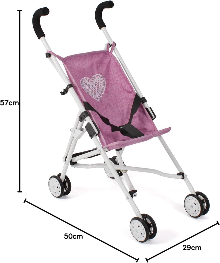 Puppenbuggy Roma, Puppenwagen, Mini-Buggy, Jeans Pink
