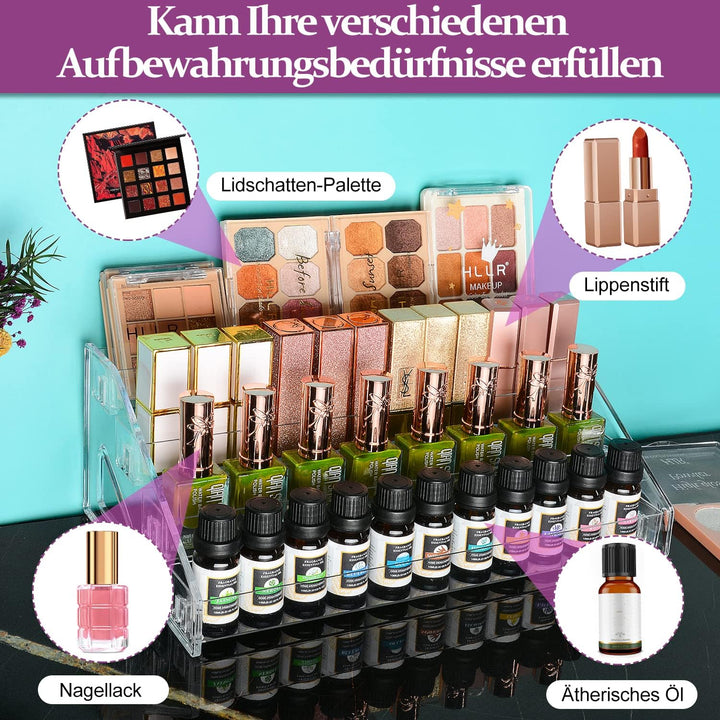 JessLab Nagellack Aufbewahrung, 4-Stufige Klarer Acryl Nagellack Halter Åtherische Öle Kosmetik Vitr