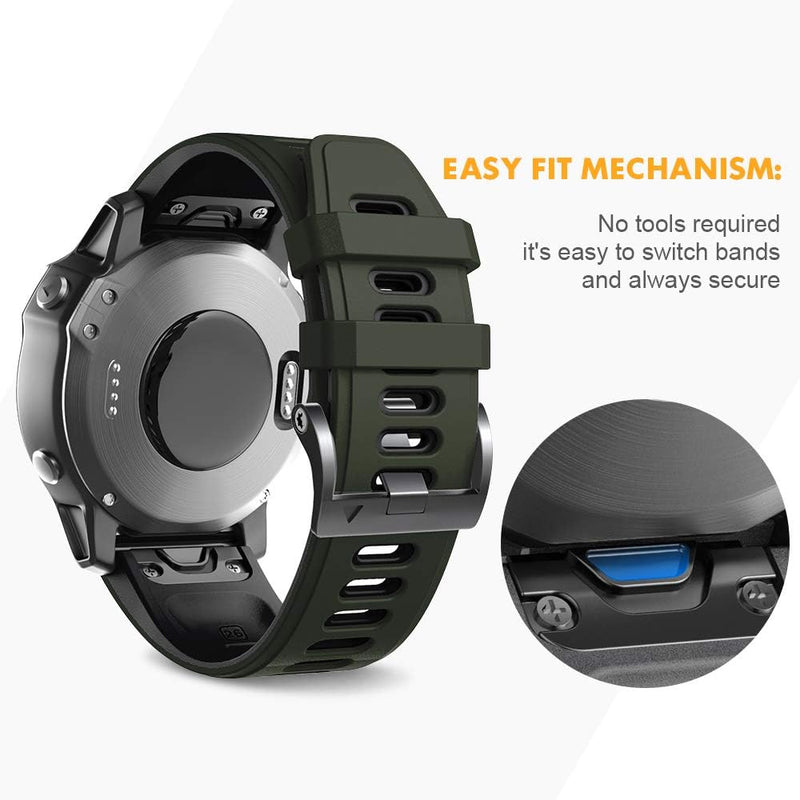 NotoCity Armband für Garmin Fenix 6x/6x Pro/5x/5x Plus/7x/7x Pro/8 51mm, Quickfit 26mm Uhrenarmband