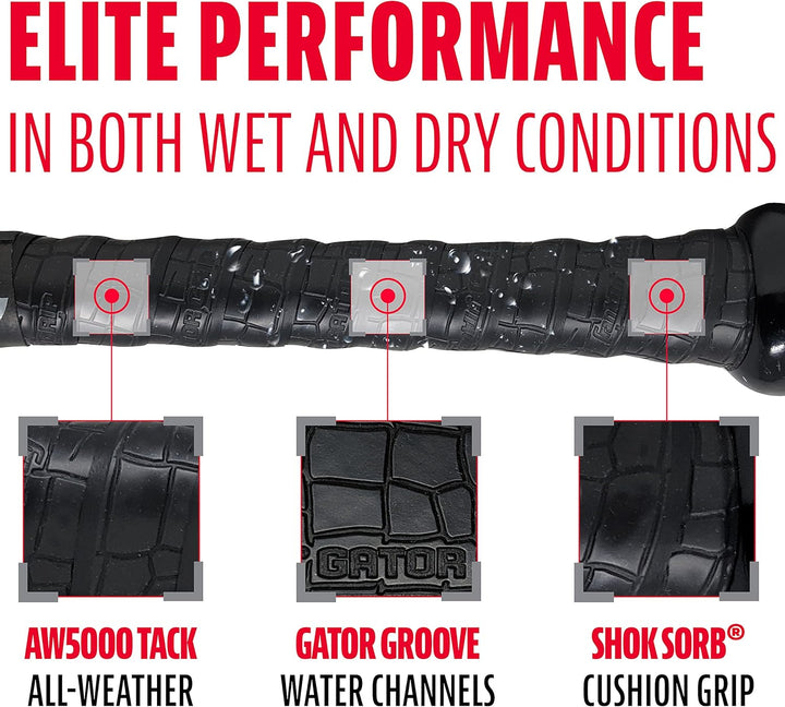 Franklin Sports Gator Grip Schläger-Griffband Schwarz, Schwarz