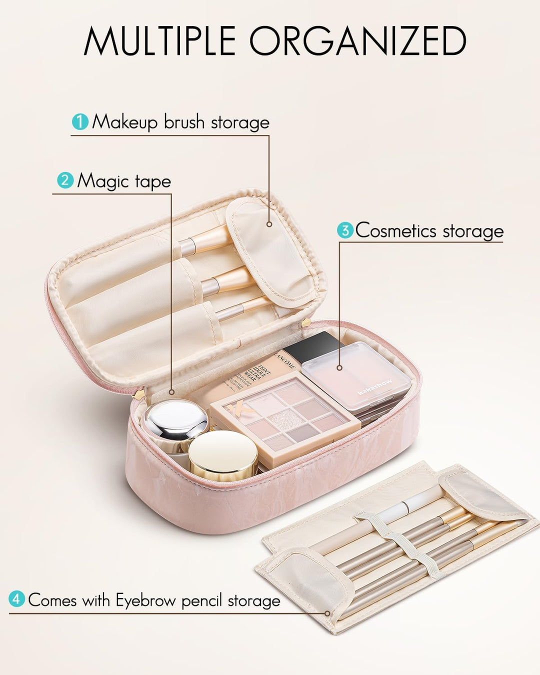 Vlando Reise Kosmetiktasche Klein, Make Up Tasche Damen, Tragbare Makeup Bag Organizer, Multifunktio
