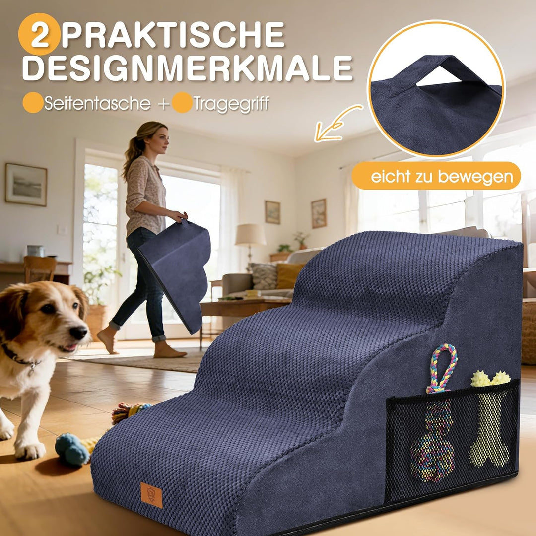 Zvonema Hundetreppe für Kleine Hunde, Hundetreppe Bett, Tragbar Abnehmbar Haustiertreppe mit Waschba