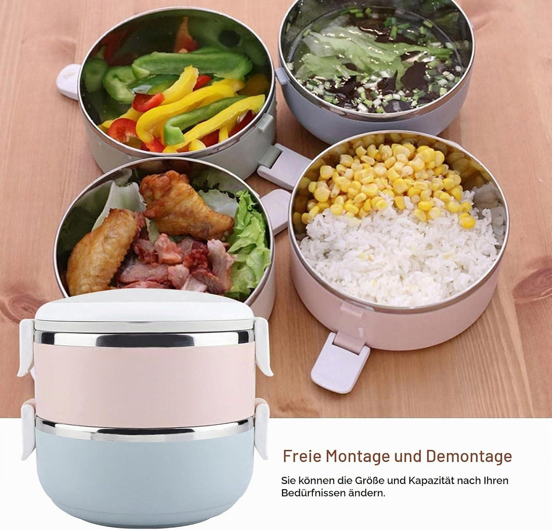 Thermoisolierte Lunchbox aus Edelstahl, stapelbare Lunchbox, tragbare Bento-Box, Aufbewahrungsbehält