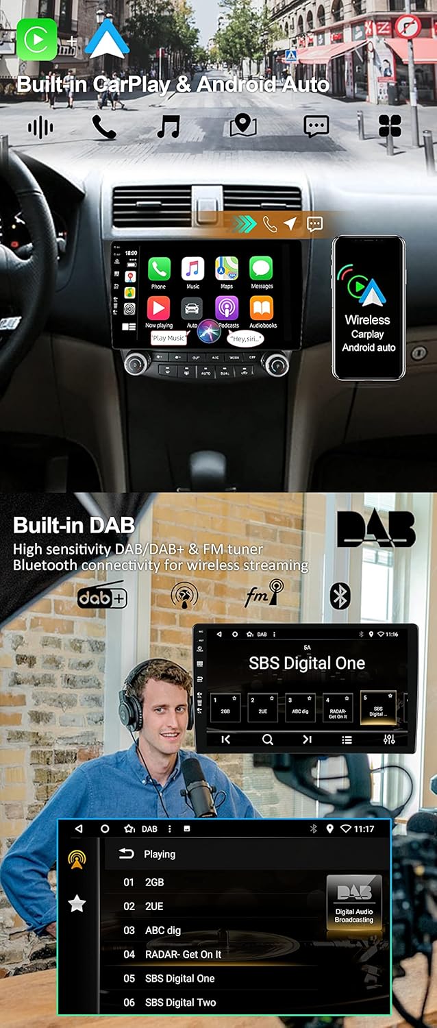 [DAB-4G+64G] Android 14 Autoradio für Honda Accord (2002-2007)-[Integriertes DAB+/CarPlay/Android Au