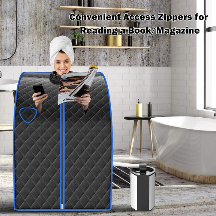 COSTWAY 3L Mini Dampfsauna mit Zerstäubungsfunktion, Heimsauna mit Fernbedienung, Wärmekabine mit ei