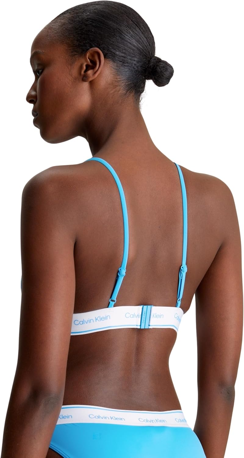 Calvin Klein Damen Bikini Oberteil Triangel Triangle-Rp Logobund, Blau (Malibu Blue)