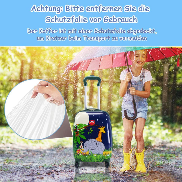 GOPLUS Kinderkoffer mit Rucksack, Kids Trolley, Kindergepäck mit Rollen, Reisekoffer mit Teleskopgri