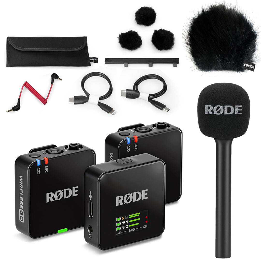 Rode Wireless GO Gen 3 Drahtloses 2-Kanal Mikrofon-Funksystem mit Interview GO Handadapter und keepd