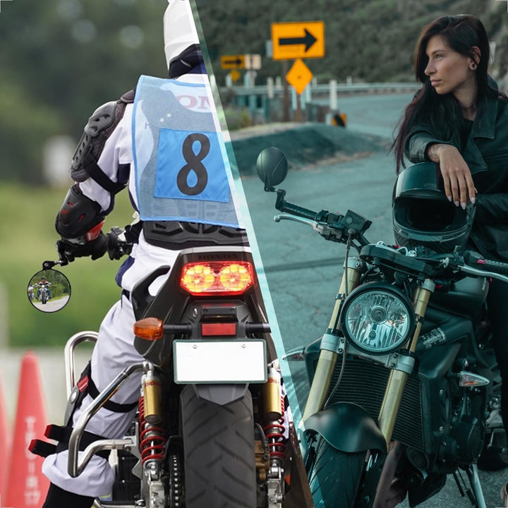 evermotor Motorrad Spiegel, Lenkerendenspiegel E-geprüft, 360°Drehbar, Runde kompatibal mit Scooter,