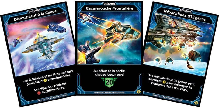 Set Star Realms Französische Version Grenzen + Gambit Set + Cosmic Gambit + Booster Scenario + 1 Fla