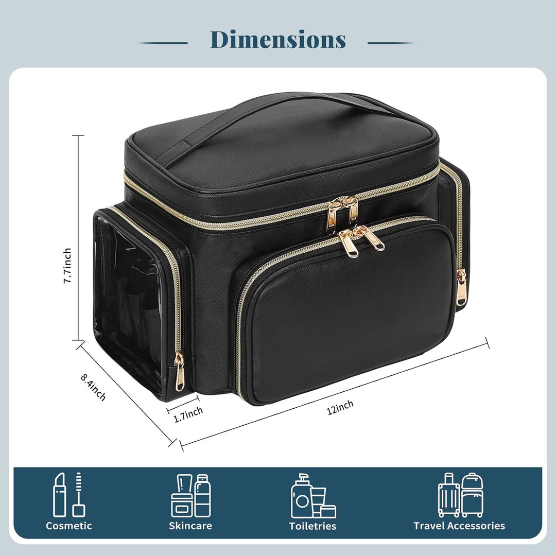 Kosmetiktasche Gross, Reise Make Up Tasche Damen Schminktasche mit Pinselhalter Fach, Portable Makeu