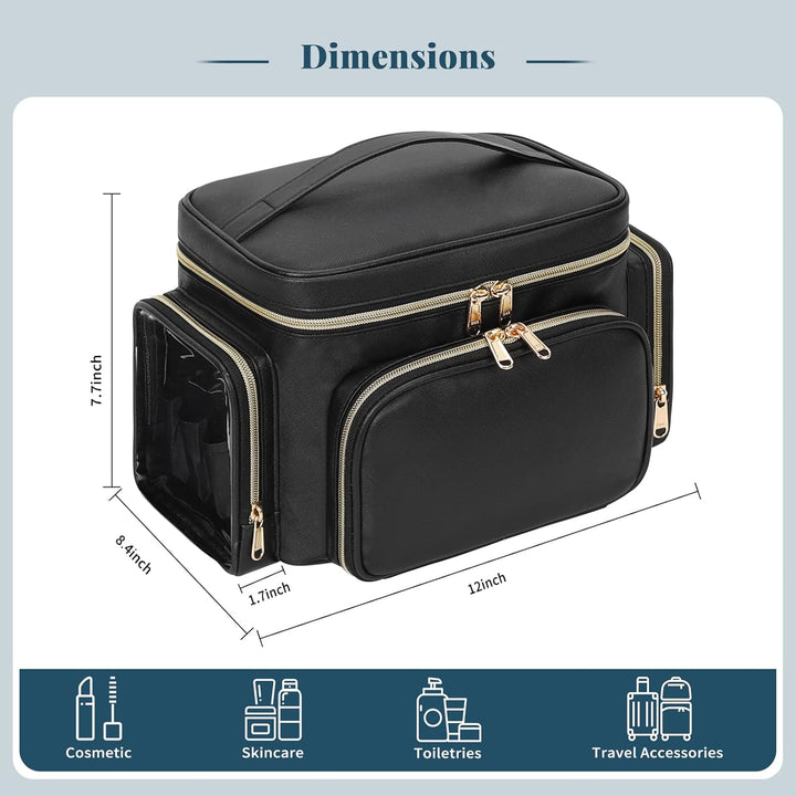 Kosmetiktasche Gross, Reise Make Up Tasche Damen Schminktasche mit Pinselhalter Fach, Portable Makeu