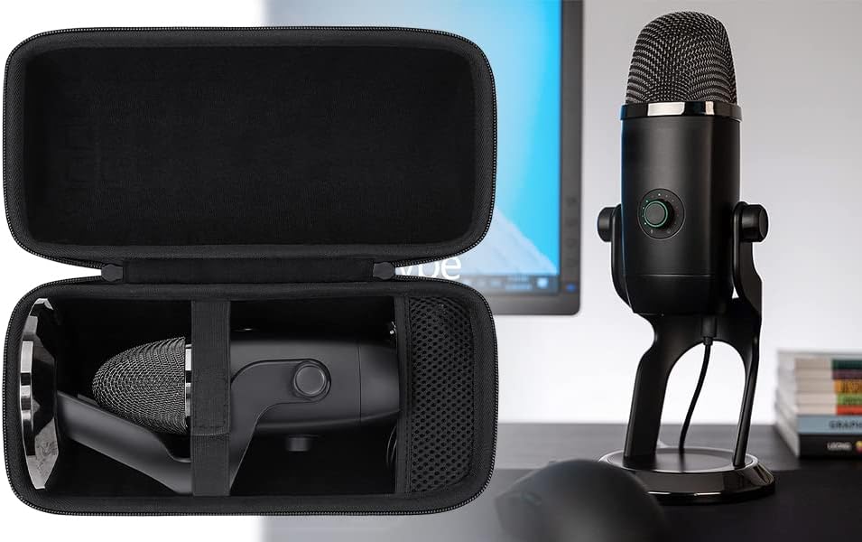 co2CREA case Harte reiseschutzhülle Etui Tasche für Logitech Creators Blue Yeti/Yeti X/Yeti Pro USB-