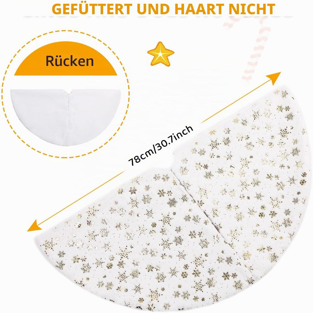 KONVINIT Weihnachtsbaum Rock Weiss Weihnachtsbaumdecke Round Plüsch Christmasbaumdecke Glitzer Schne