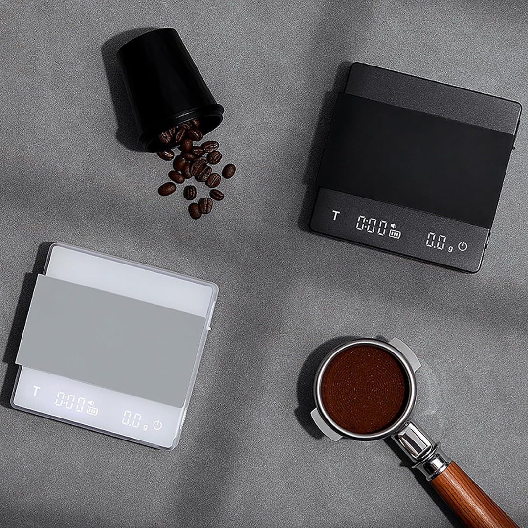 MHW-3BOMBER Kaffewaage mit Timer, Wiederaufladbare Espresso Waage mit Schwerkraftsensor, 2kg/0,1g Pr
