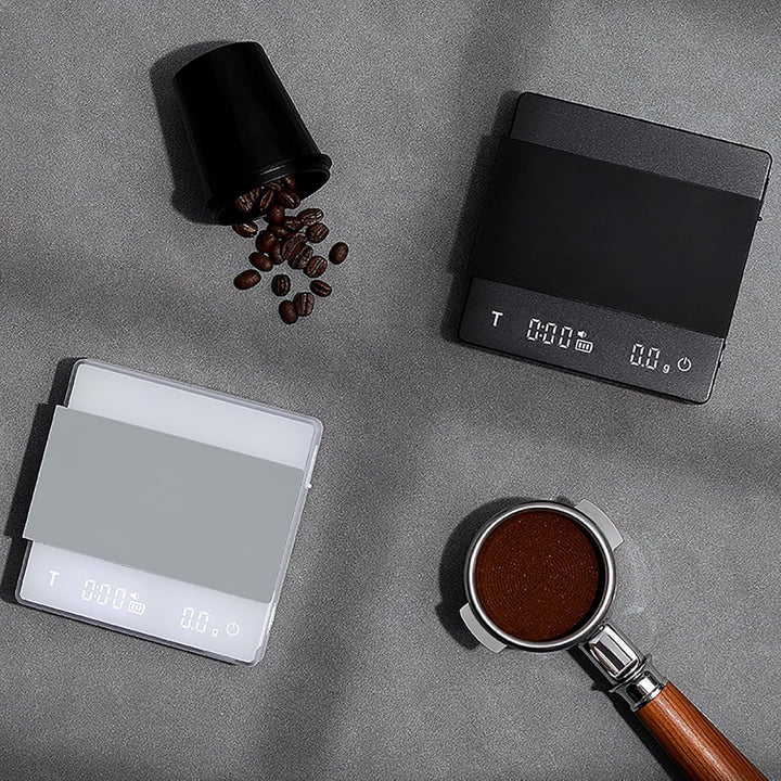 MHW-3BOMBER Kaffewaage mit Timer, Wiederaufladbare Espresso Waage mit Schwerkraftsensor, 2kg/0,1g Pr