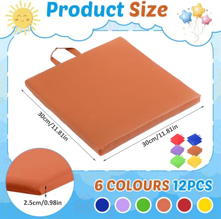 NASSMOSSE Bodenkissen für Klassenzimmer, 12pcs 12 Zoll wasserdichte Flexible Sitzplätze mit Griff, 6