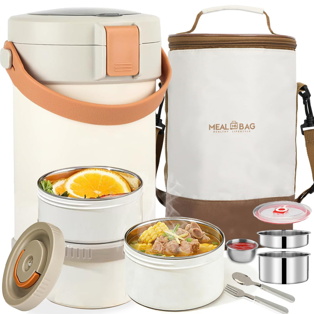 LINMAGCO Thermo-Lebensmittelflaschen für heisse Speisen, 2 l Suppenbehälter, 23 cm, 3-lagig, Edelsta