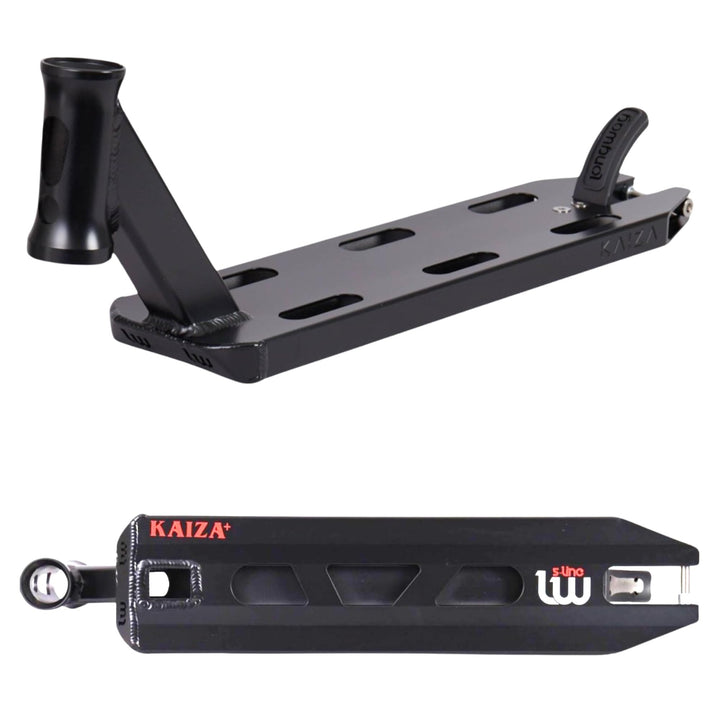 Longway Kaiza V3 Stunt-Scooter Park Deck 480mm 1080g leicht + Fantic26 Sticker Schwarz, Schwarz
