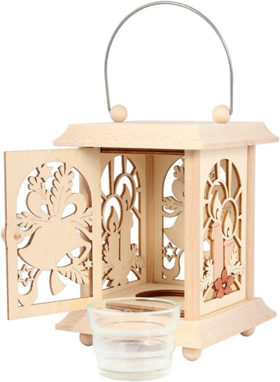 Drechslerei Kuhnert Tischlaterne/Teelichthalter - Motiv: Weihnacht aus Edelholz - Masse: 11,5 x 11,5