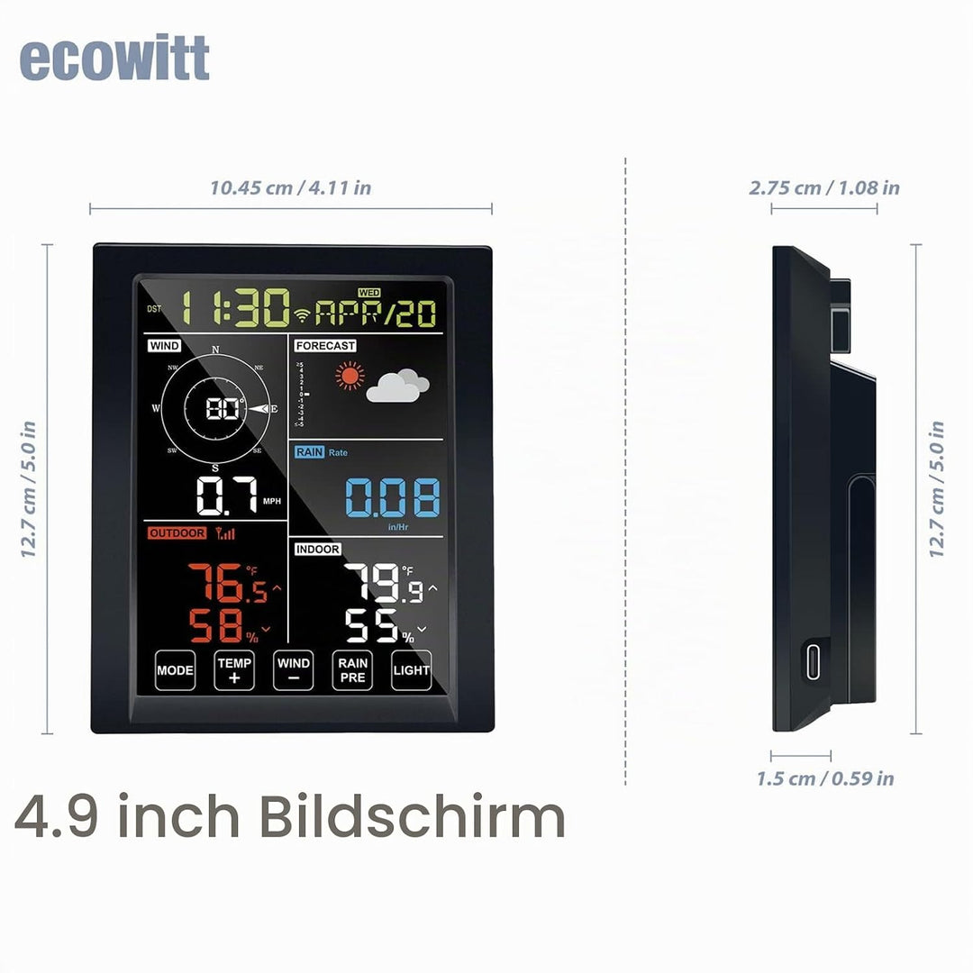 ECOWITT Wetterstation WN1980, 5 in 1 Wireless Outdoor Wetterstation Sensor WN67 (nicht Solarbetriebe