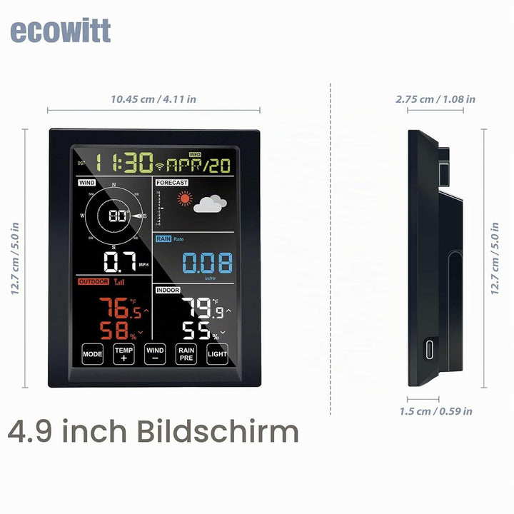 ECOWITT Wetterstation WN1980, 5 in 1 Wireless Outdoor Wetterstation Sensor WN67 (nicht Solarbetriebe