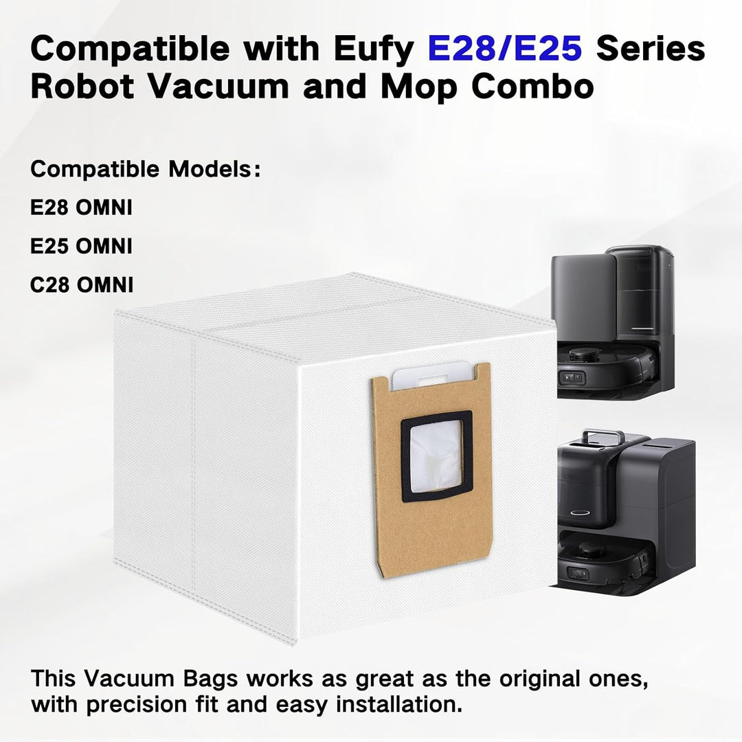VIEWALL 8 Stück Staubbeutel kompatibel mit Eufy E25 Omni/E28 Omni/C28 Omni Roboterstaubsauger, 4-lag