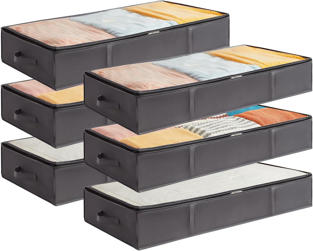 Lifewit 6 Stück 75L Unterbettkommode, Unterbett Kleideraufbewahrung Faltbare Aufbewahrungsbox mit De