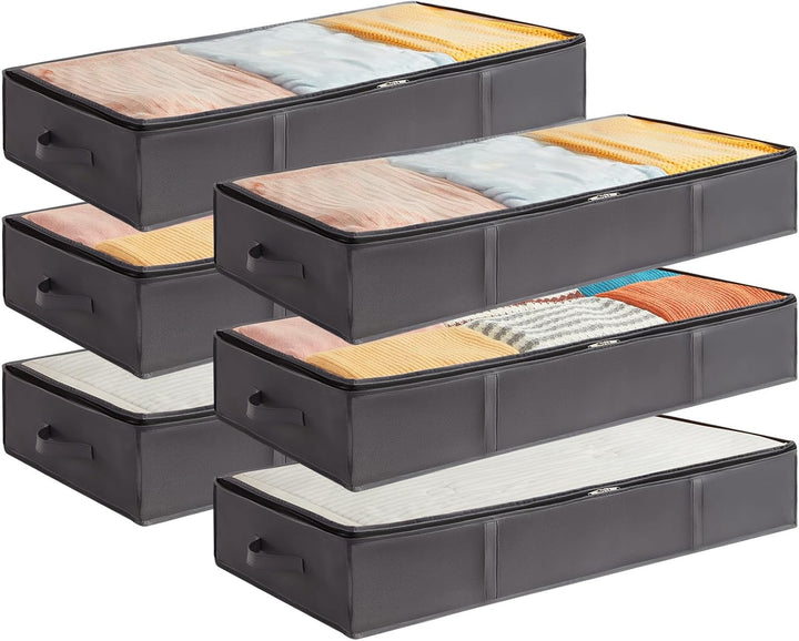 Lifewit 6 Stück 75L Unterbettkommode, Unterbett Kleideraufbewahrung Faltbare Aufbewahrungsbox mit De